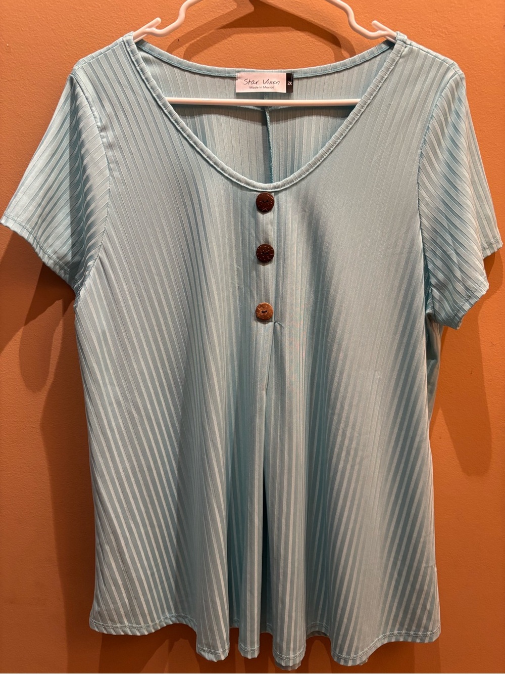 Star Vixen ribbed knit faux button front lightweight blouse Size 2X - Picture 2 of 7